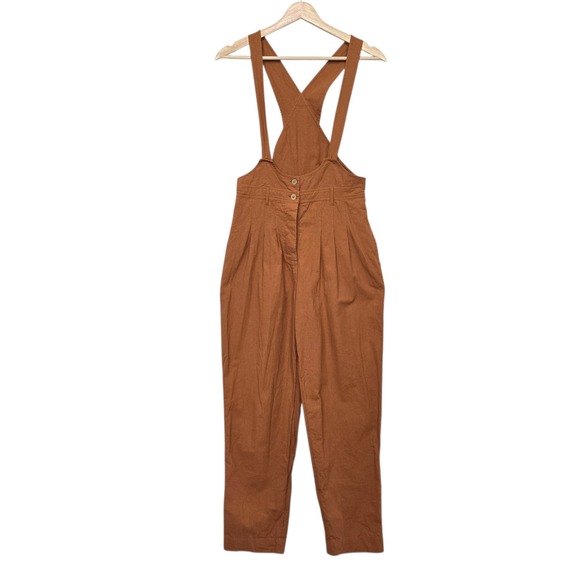 Free People Denim - Free People Rust Orange Cotton Suspender Overalls Pleated Trousers Womens Small